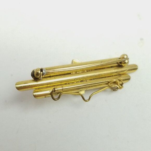 Vintage Gold Tone Bar Brooch with Loops for Charms, Retro Estate, Unisex Pin - Picture 4 of 6
